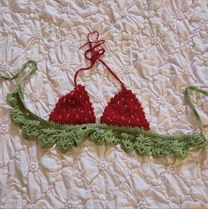 Strawberry Crochet Bikini Top